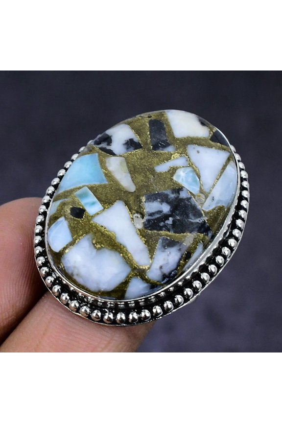 Natural Zebra Jasper Gemstone 925 Sterling Silver Jewelry Ring Size 7