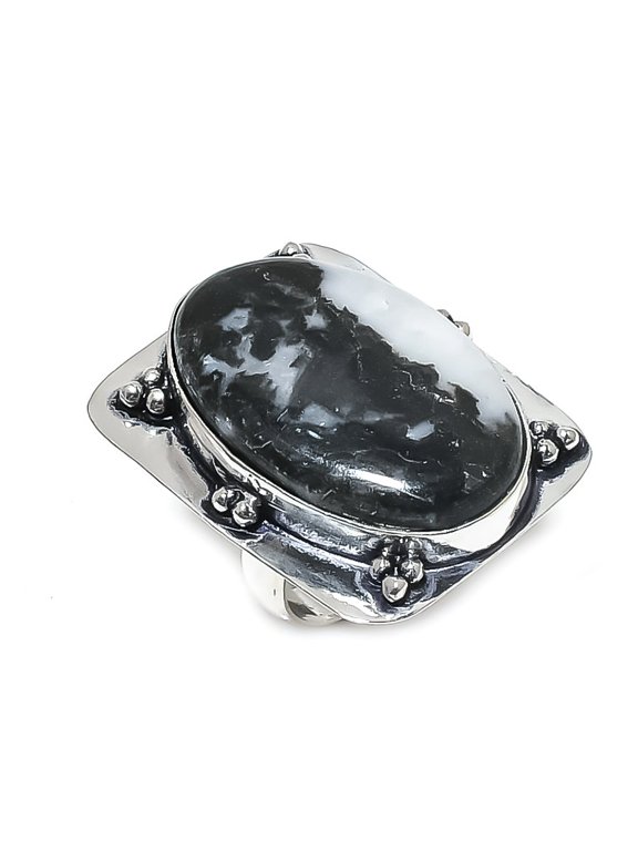 Natural Zebra Jasper Gemstone 925 Sterling Silver Jewelry Ring Size 7