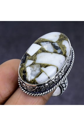 Natural Zebra Jasper Gemstone 925 Sterling Silver Jewelry Ring Size 8.5