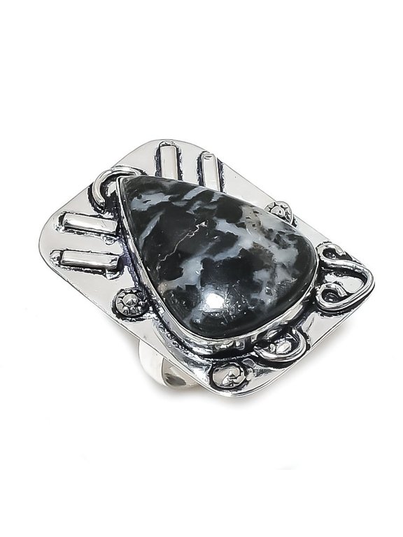 Natural Zebra Jasper Gemstone 925 Sterling Silver Jewelry Ring Size 8