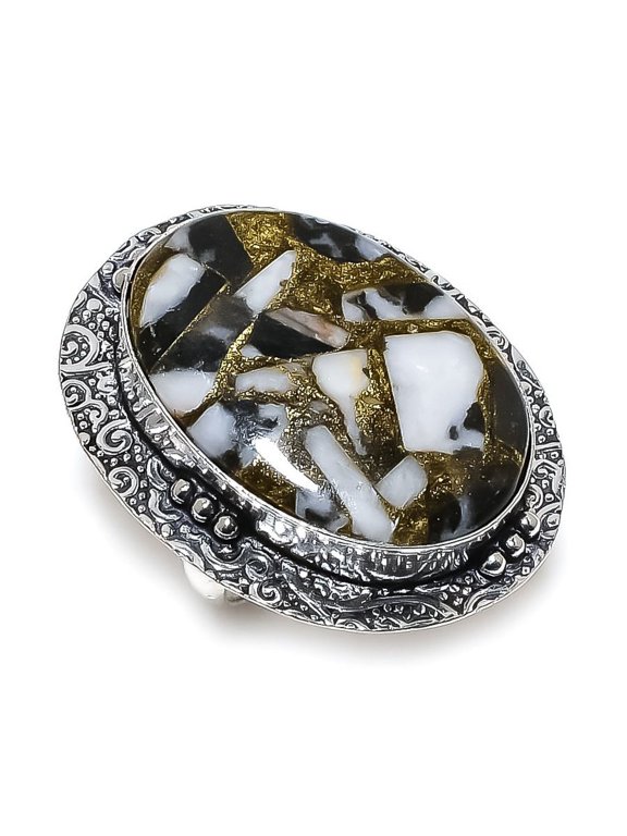Natural Zebra Jasper Gemstone 925 Sterling Silver Jewelry Ring Size 9.5