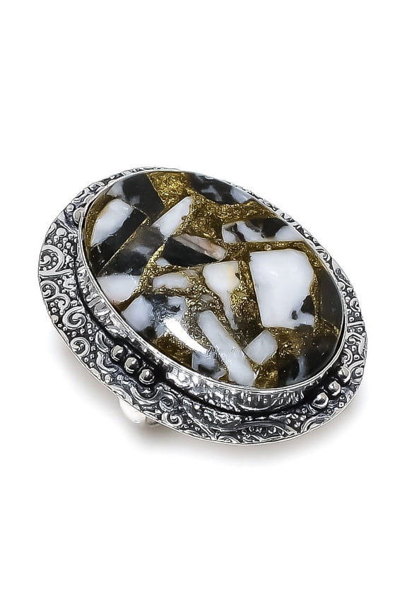 Natural Zebra Jasper Gemstone 925 Sterling Silver Jewelry Ring Size 9.5