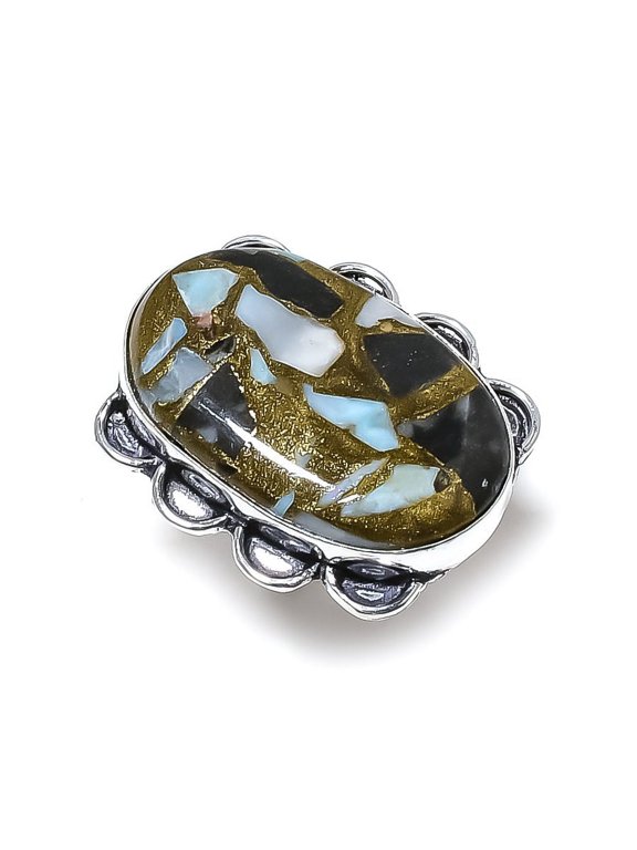 Natural Zebra Jasper Gemstone Handmade 925 Sterling Silver Ring Size 7.5