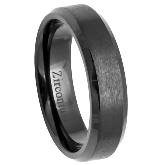 Natural Zirconium Metal Tone 6MM Brushed Center Beveled Edge Ring Size 9-5