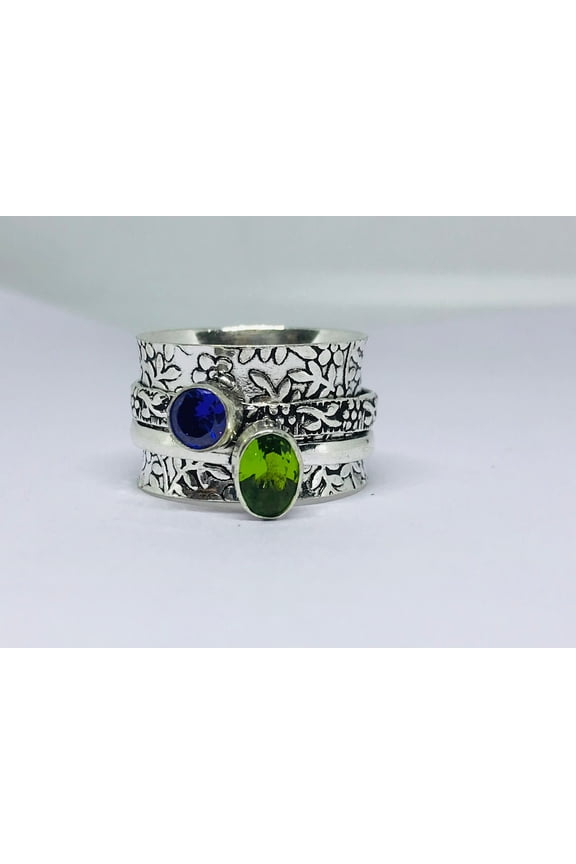 Natural amethyst period spring ring ,thumb ring , handmade ring,textured ring