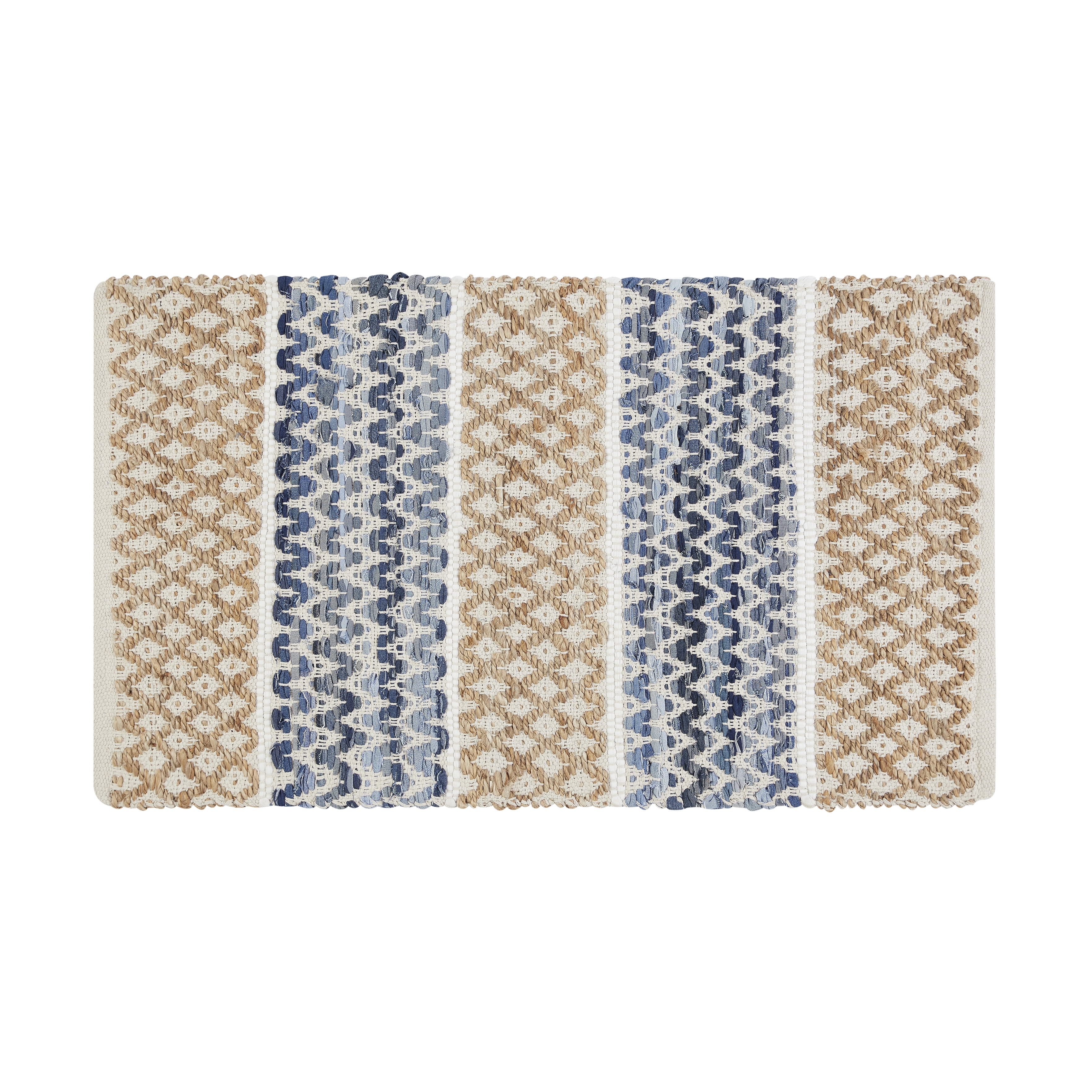 Natural and Blue Diamond Denim Accent Rug, 2' x 3'