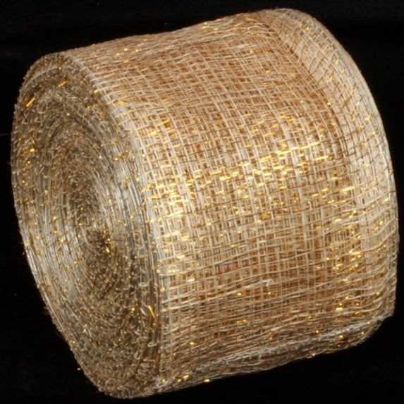 The Ribbon People Gold Wired Sinamay Abacá Fiber Ribbon 3" x 64 Yards