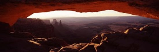 Natural arch at sunrise Mesa Arch Canyonlands National Park Utah USA Canvas Art - Panoramic Images (36 x 12)