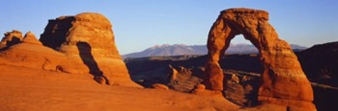 Natural arch in a desert Delicate Arch Arches National Park Utah USA Canvas Art - Panoramic Images (18 x 6)