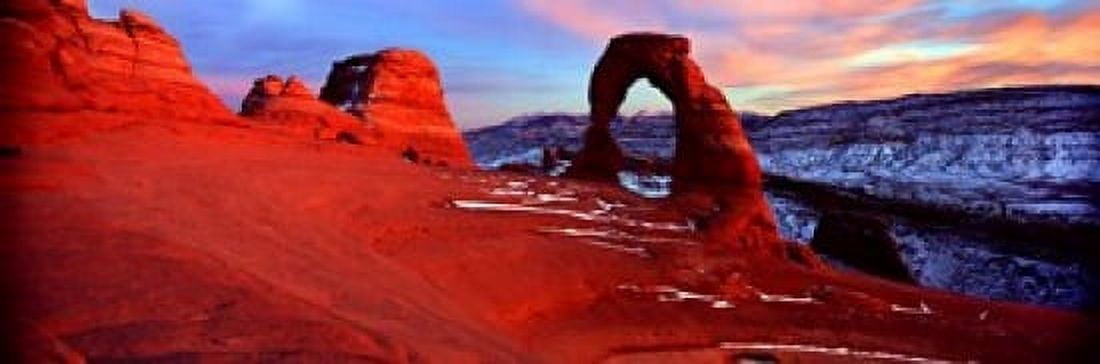 Natural arch in a desert Delicate Arch Arches National Park Utah USA Canvas Art - Panoramic Images (18 x 6)