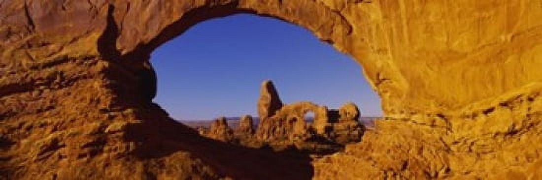 Natural arch on a landscape Arches National Park Utah USA Canvas Art - Panoramic Images (18 x 6)