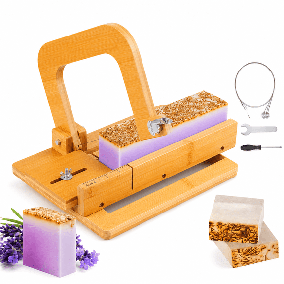 FEHNAG Natural bamboo soap cutter, wooden soap cutter, smooth and flat surface, multi-purpose handmade soap bar cutter, suitable for soap bars and candles.