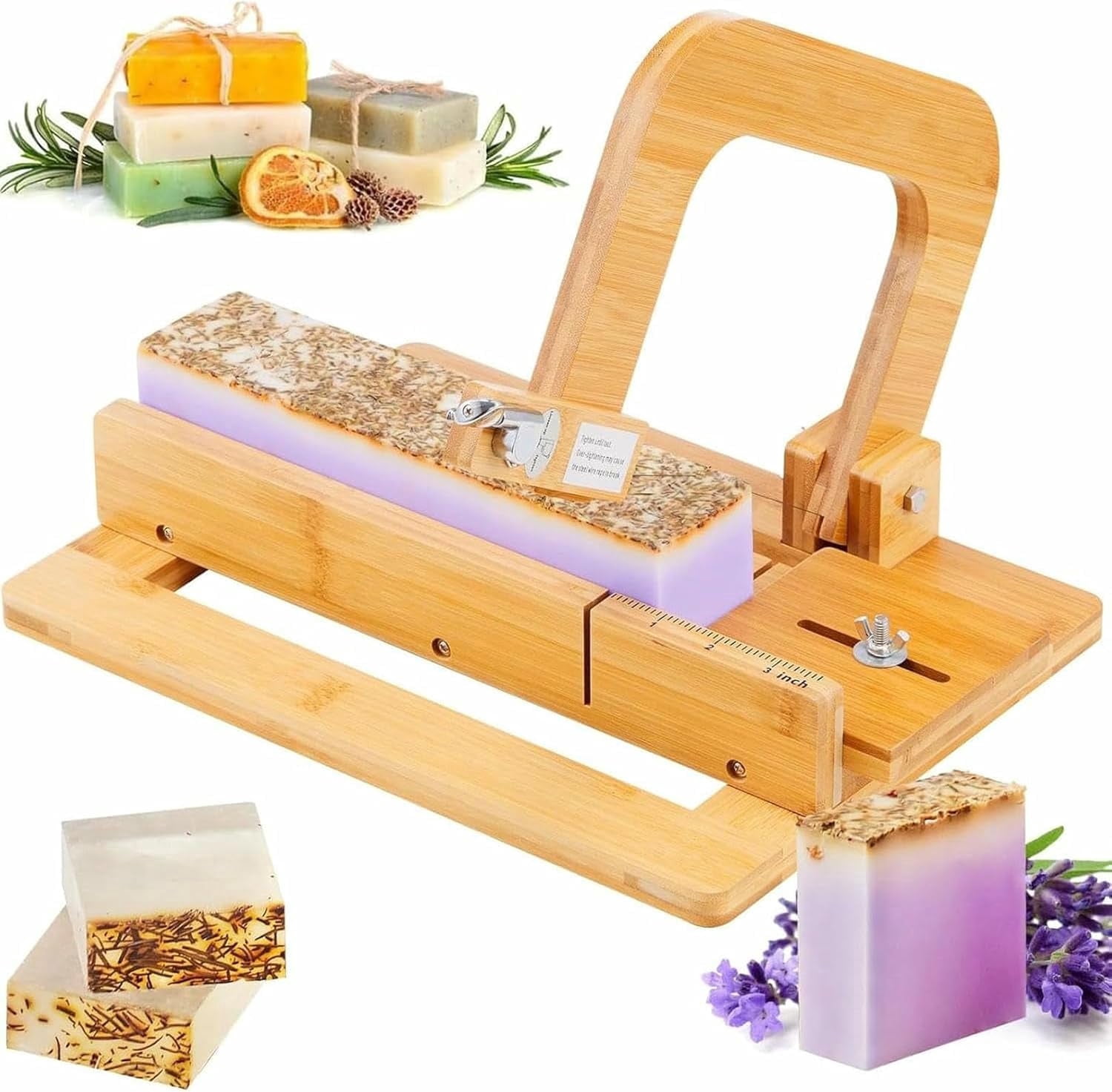 Natural bamboo soap cutter, wooden soap cutter, smooth and flat surface, multi-purpose handmade soap bar cutter, suitable for soap bars and candles.
