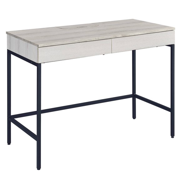 Natural black rectangular writing desk / Convenient storage for personal items in office
