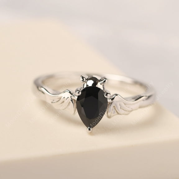 Natural black spinel Halloween ring 925 Sterling Silver Ring Gift For Love