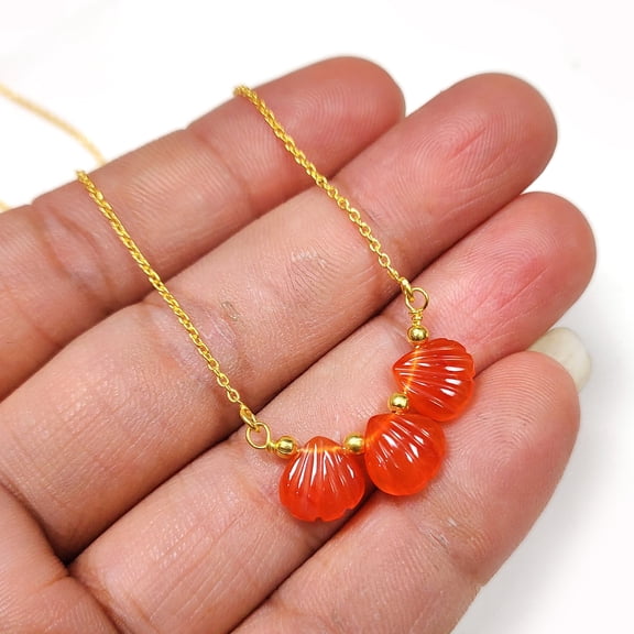 Natural carnelian necklace | Dainty carnelian Heart necklace | Gemstone necklace | 925 Silver necklace | Wedding Gift | Gift For Her