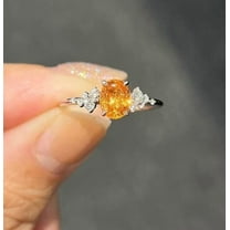 Natural citrine ring, november birthstone ring, oval citrine ring, gemstone ring, citrine cluster ring,Sterling Silver citrine ring, Gifts.
