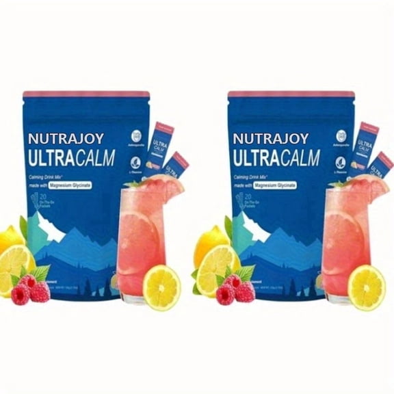 nutrajoy Cortisol Support Powder Blend, Raspberry Lemon Flavor, for Relaxation and Focus, Gluten-Free, Vegetarian, 40 Servings, 2 Pouches