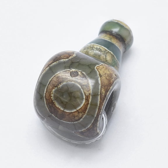 Natural dZi Agate 3 Hole Guru Beads T-Drilled Beads For Jewelry Making Peru 29x16x15.5mm Hole: 2mm