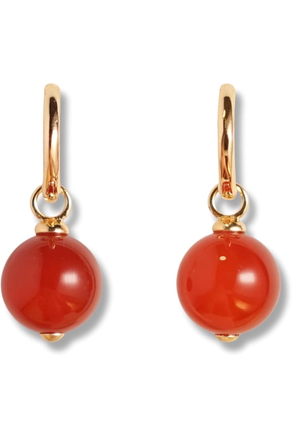 Natural gemstone teardrop earrings, modern minimalist jewelry, women's gift | Includes 14K gold-plated earrings