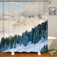 thumbnail image 1 of Natural landscape Snowflake Cedar Tree Shower Curtains Bathroom Curtain Frabic Waterproof Polyester Bath Curtain with, 1 of 5