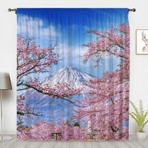 Natural landscape Window Curtains Minimalistic Cherry blossoms Window Treatments Blackout Curtains for Bedroom living room privacy Decor(Rod pocket)