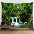 Natural landscape large tapestry wall hanging waterfall forest wooden