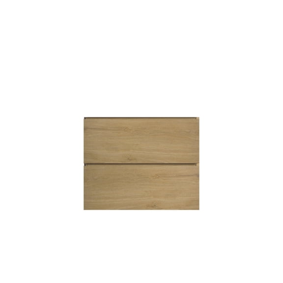 Natural oak wall cabinet with 45° beveled handle - free design for modern bathrooms