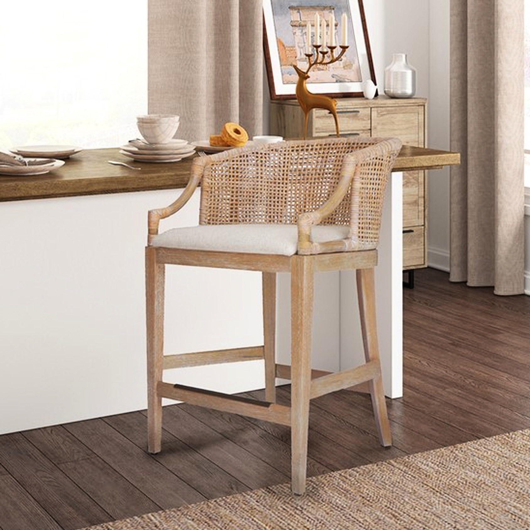 Gray Rattan Linen Natural rattan and soft linen upholstery | Protects against daily wear ...