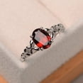 thumbnail image 1 of Natural red garnet ring, promise ring, oval cut gemstone, January birthstone, sterling silver ring, 1 of 3