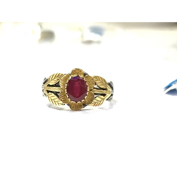 Natural ruby with diamond in victorian style