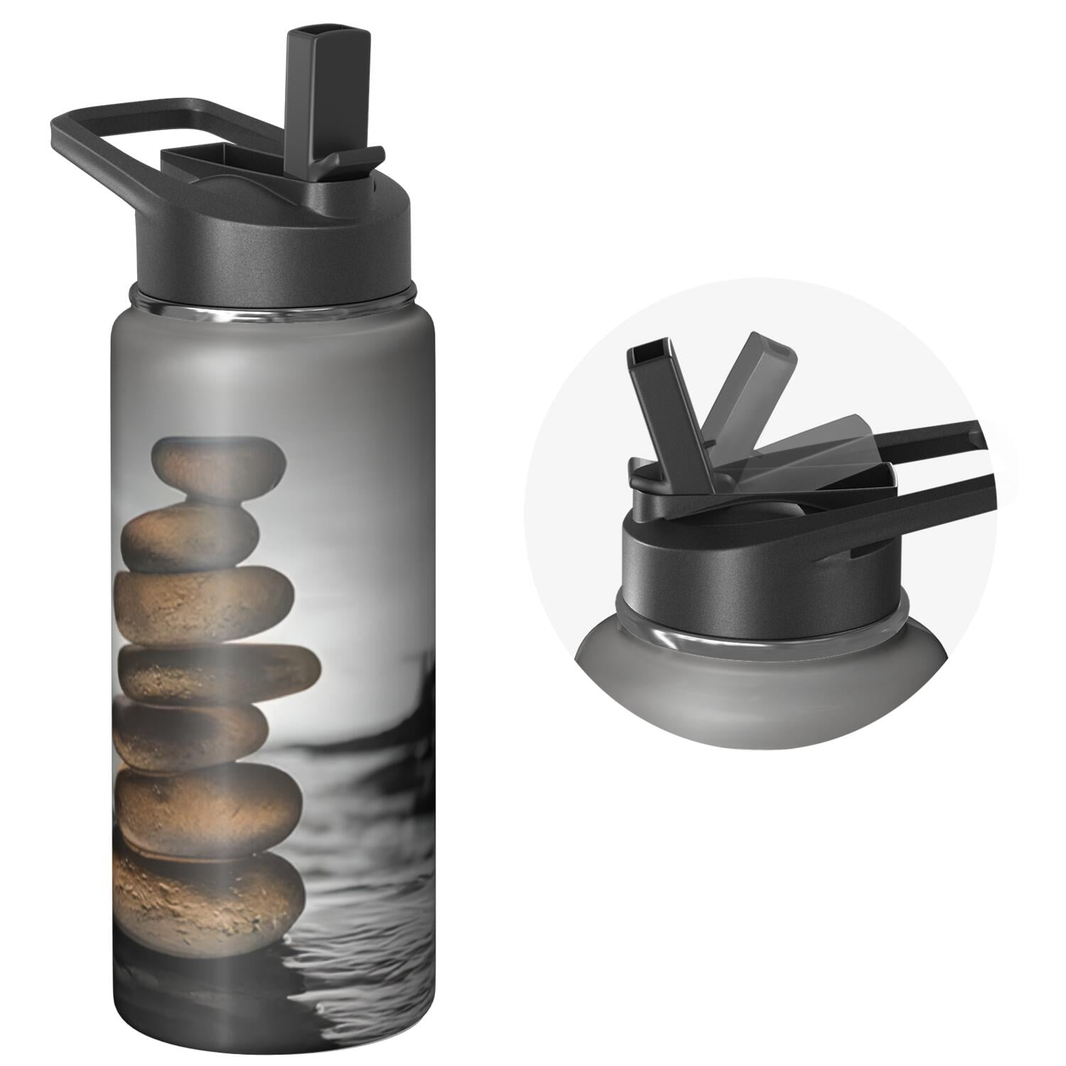 Natural scenery Themed Water Bottle with Straw Triple Walled Insulated ...