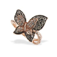 thumbnail image 1 of Natural smoky Brown Diamond Double Butterfly Ring in 925 Sterling Silver - Gift For Daughter, 1 of 1