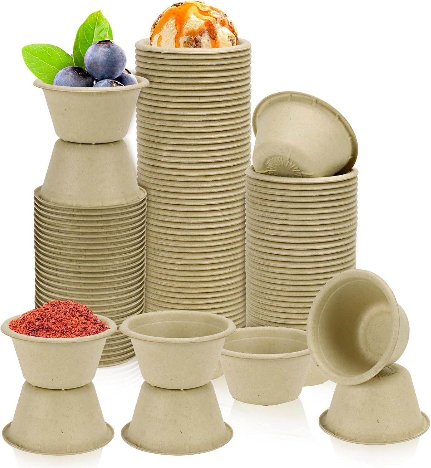 Natural sugar cane paper bowl, compostable paper condiments snack ...