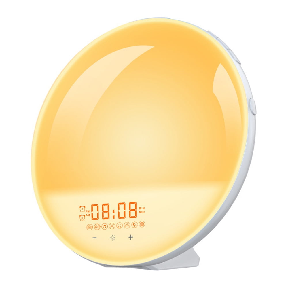 Natural wakeup light alarm clock simulates sunrise and sunset to help