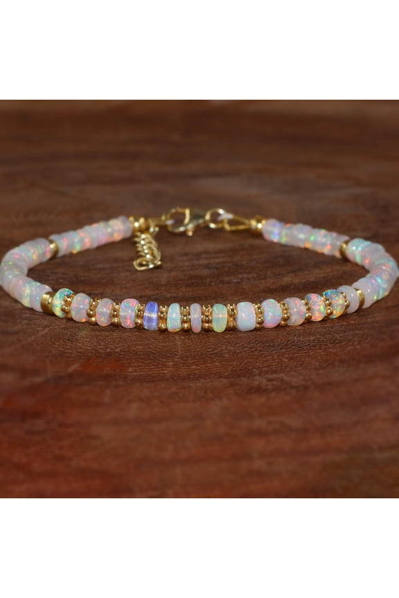 Natural white fire opal Beaded bracelet for women, October birthstone opal Jewelry, AAA Ethiopian opal Jewelry, Natural opal Jewelry