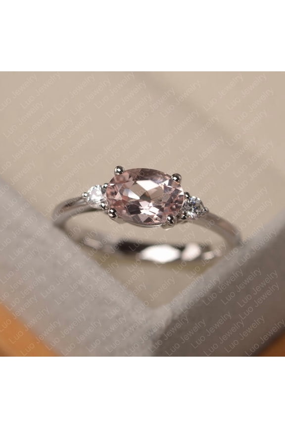 NaturalPeach Morganite Ring, 935 Sterling Silver Gold Plated Ring, Gift for Her, Gemstone Ring, Birthstone Rings for Women, Gift For Her