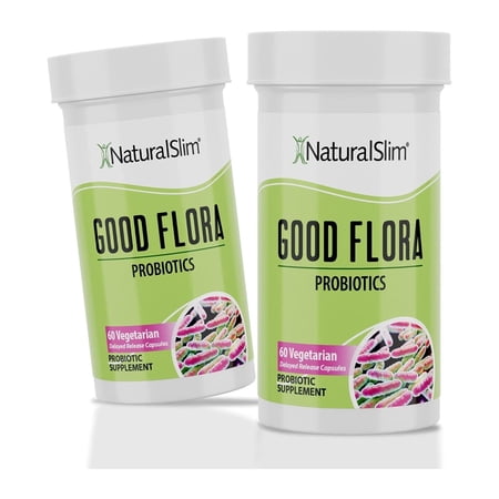 NaturalSlim Probiotic Gentle Formula Supplements for Gut Health, Digestive Health, Immune Support & De-Bloating for Women & Men, 7 Powerful Probiotic Strains, 60 Vegetarian Capsules, 2 Pk