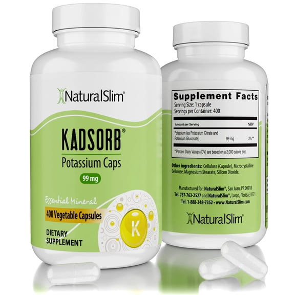 NaturalSlim Kadsorb® Potassium Citrate Capsules - Supports Electrolyte Balance & Normal pH
