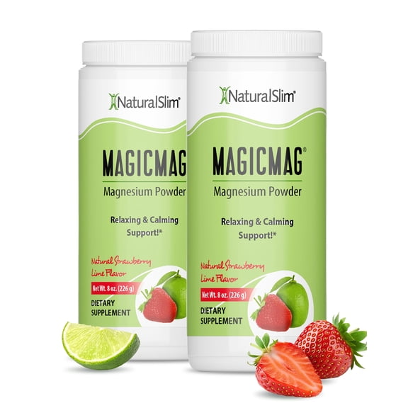 NaturalSlim MagicMag Magnesium Citrate Powder - 2 Pack Anti Stress Drink Mix - 8oz