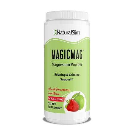 NaturalSlim MagicMag Magnesium Citrate Powder Drink for Relaxation, Stress, Constipation, Better Rest & Digestive Health, Magnesium Supplement for Women and Men, Strawberry & Lime Flavored 8oz