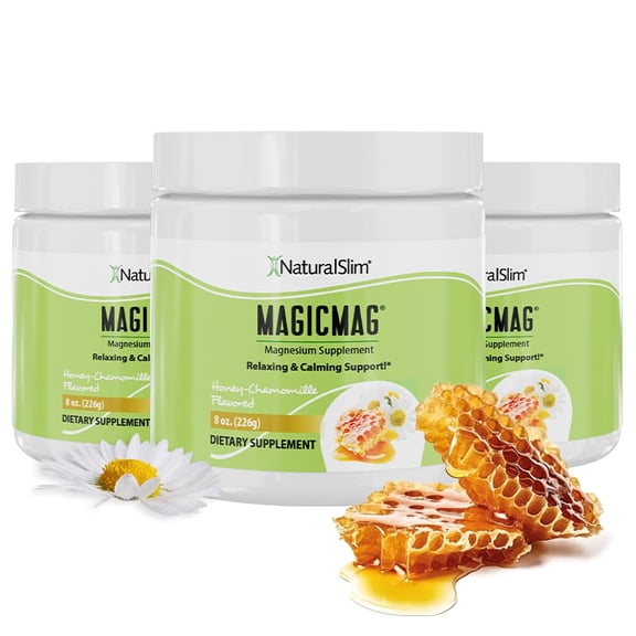 NaturalSlim MagicMag Magnesium Citrate Powder - Honey Chamomile, 3-Pack