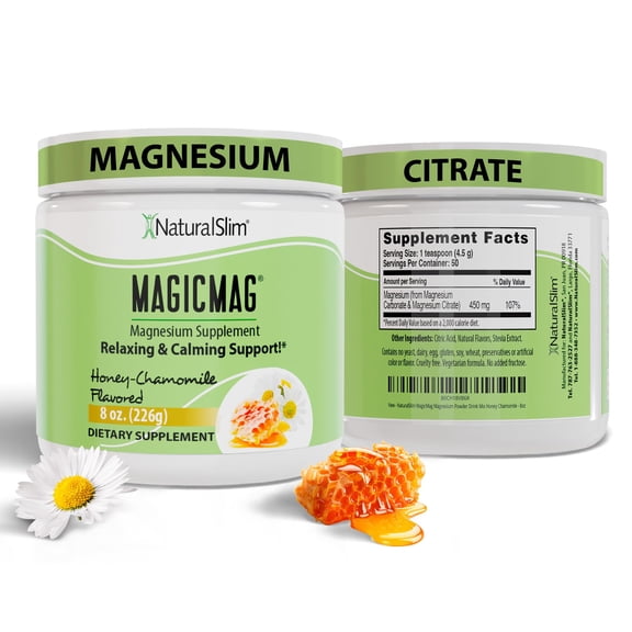 NaturalSlim MagicMag Magnesium Citrate Powder - Honey Chamomile, 8 oz