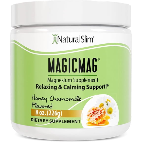 NaturalSlim MagicMag Magnesium Citrate Powder Drink for Relaxation, Stress, Constipation, Better Rest & Digestive Health, Magnesium Supplement for Women and Men, Honey Chamomile 8oz
