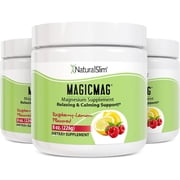 NaturalSlim Magicmag Pure Magnesium Citrate Powder Stress, Constipation, Muscle, Heart Health, and Sleep Support | Raspberry Lemon Magnesium Supplement - 8oz Drink Mix 3 Pack