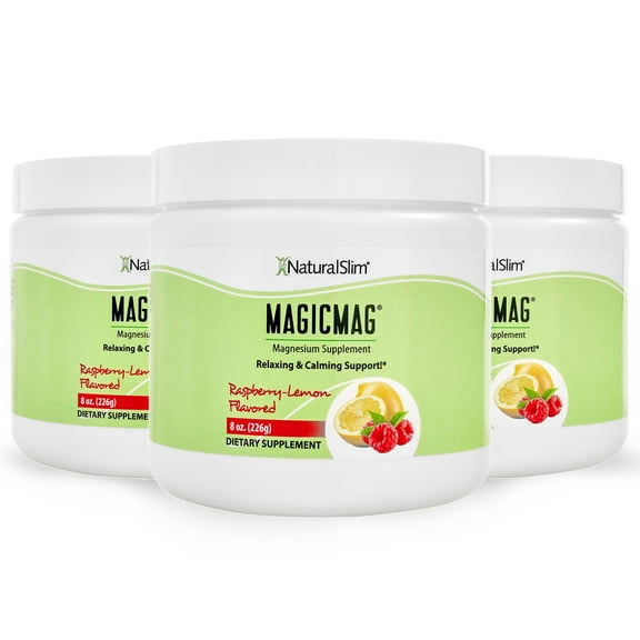 NaturalSlim MagicMag Magnesium Citrate Powder - Raspberry Lemon 3-Pack