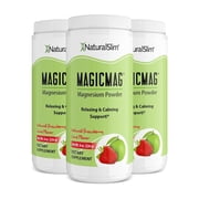 NaturalSlim Magicmag Pure Magnesium Citrate Powder   Stress, Constipation, Muscle, and Heart Support | Natural Strawberry & Lime Flavored Magnesium Supplement - 8oz Drink Mix 3 Pack
