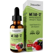 NaturalSlim Liquid B12 Vitamins with Vitamin D - Metab-12 Methylcobalamin 2500 mcg B12 Sublingual Drops for Metabolism, Energy, Immune Support - Berry Flavor 1 fl oz