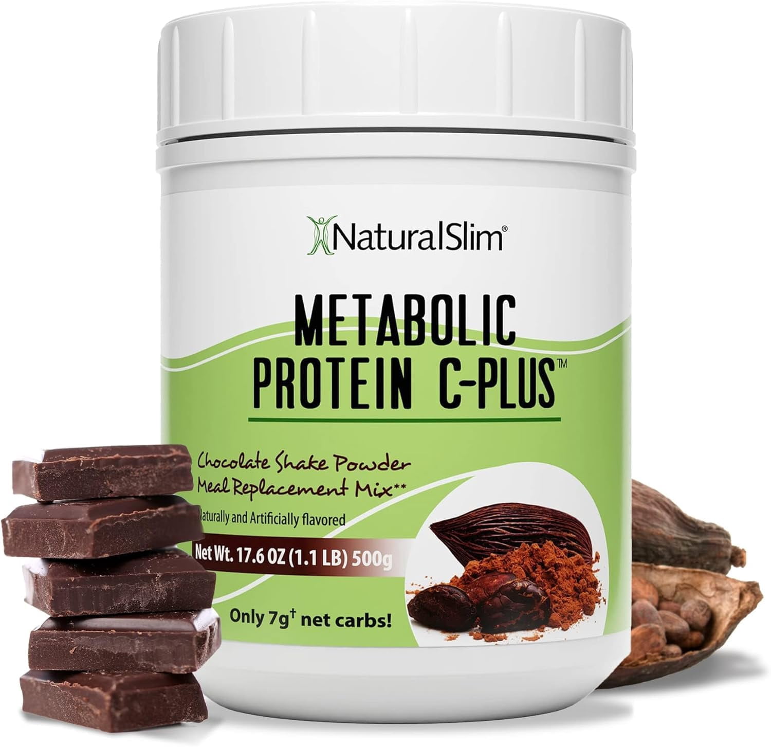 NaturalSlim Metabolic Protein C-Plus - Whey Protein Shake Powder Chocolate, 10 Servings