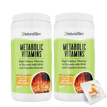 NaturalSlim Metabolic Vitamins - Combination of High Potency Multivitamins, Minerals, B Complex, Msm, & Digestive Formula Supplements for Men & Women - Energy & Metabolism Support - 2 Pack